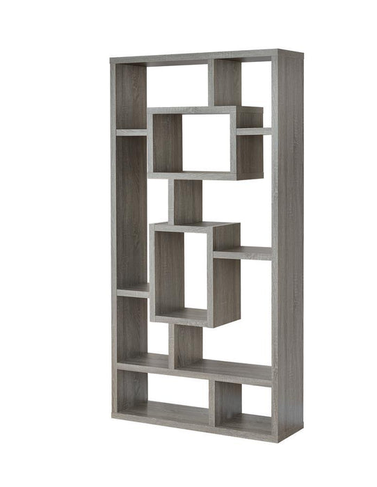 Howie 10-shelf Bookcase Weathered Grey - U&U Home Budget Furniture (Carteret, NJ)