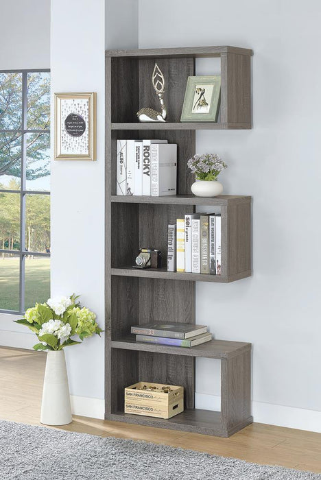 Joey 5-tier Bookcase Weathered Grey - U&U Home Budget Furniture (Carteret, NJ)
