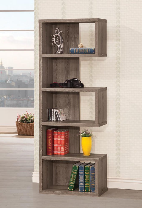 Joey 5-tier Bookcase Weathered Grey - U&U Home Budget Furniture (Carteret, NJ)