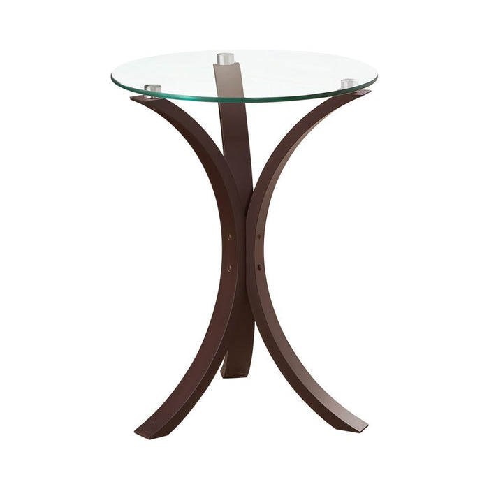 Edgar Round Accent Table Cappuccino - U&U Home Budget Furniture (Carteret, NJ)