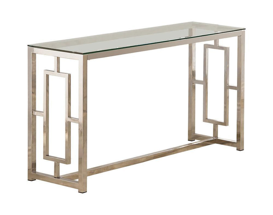 Merced Rectangle Glass Top Sofa Table Nickel - U&U Home Budget Furniture (Carteret, NJ)