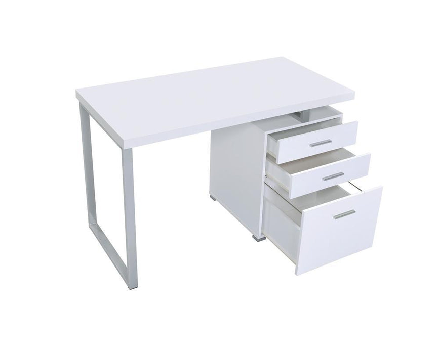 Brennan 3-drawer Office Desk White - U&U Home Budget Furniture (Carteret, NJ)
