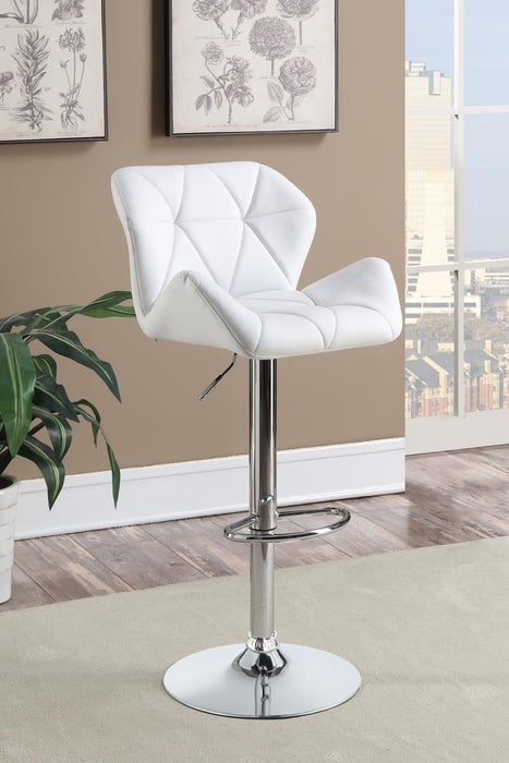 Berrington Adjustable Bar Stools Chrome and White (Set of 2) - U&U Home Budget Furniture (Carteret, NJ)