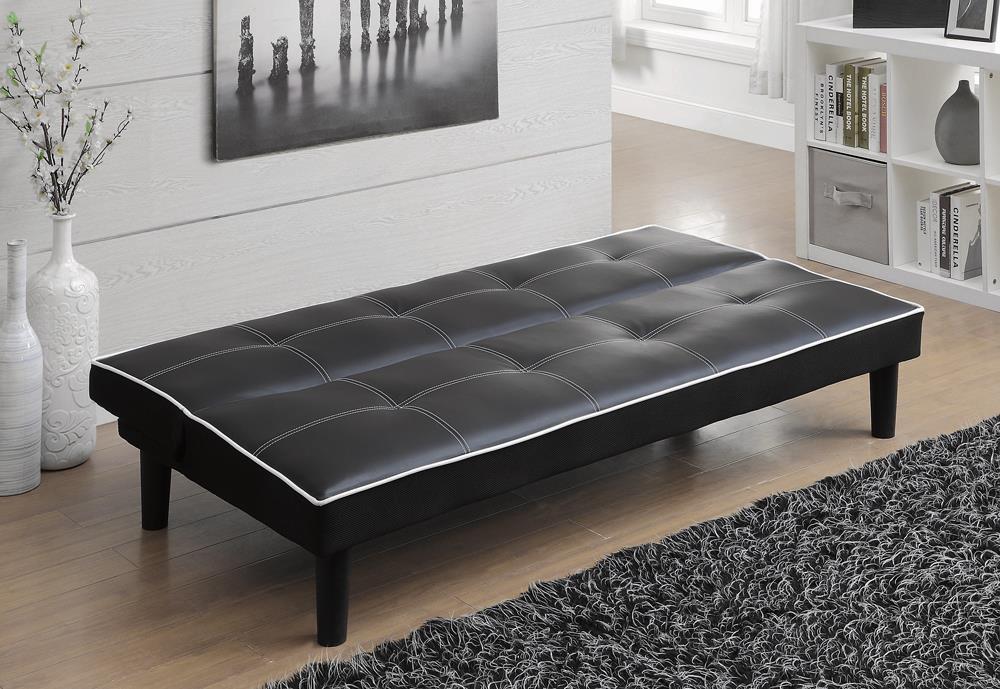 Katrina Tufted Upholstered Sofa Bed Black - U&U Home Budget Furniture (Carteret, NJ)