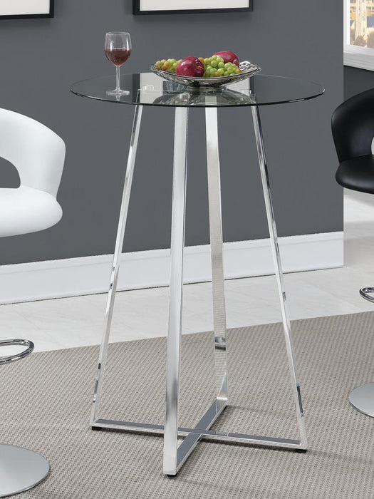 Zanella Glass Top Bar Table Chrome - U&U Home Budget Furniture (Carteret, NJ)