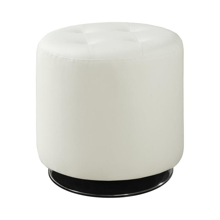 Bowman Round Upholstered Ottoman White - U&U Home Budget Furniture (Carteret, NJ)