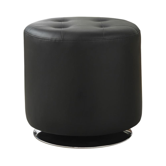 Bowman Round Upholstered Ottoman Black - U&U Home Budget Furniture (Carteret, NJ)