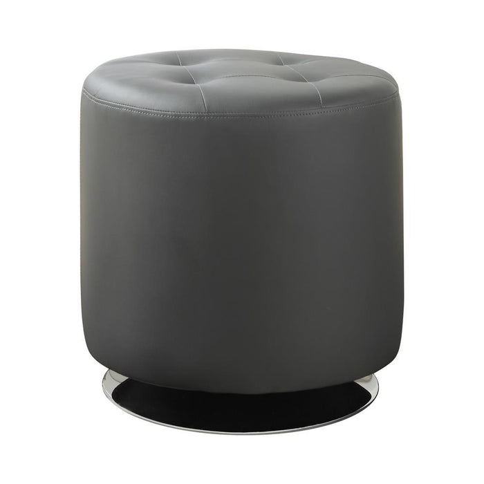 Bowman Round Upholstered Ottoman Grey - U&U Home Budget Furniture (Carteret, NJ)