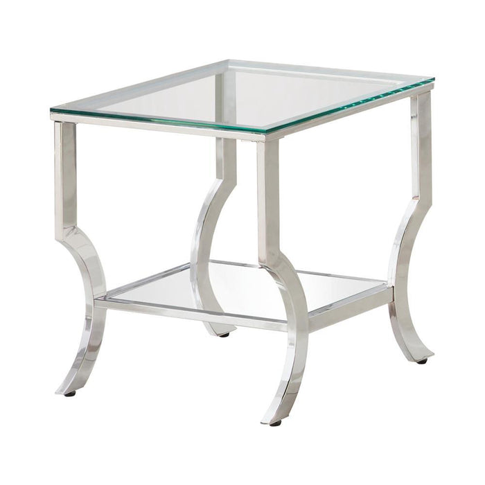 Saide Square End Table with Mirrored Shelf Chrome - U&U Home Budget Furniture (Carteret, NJ)