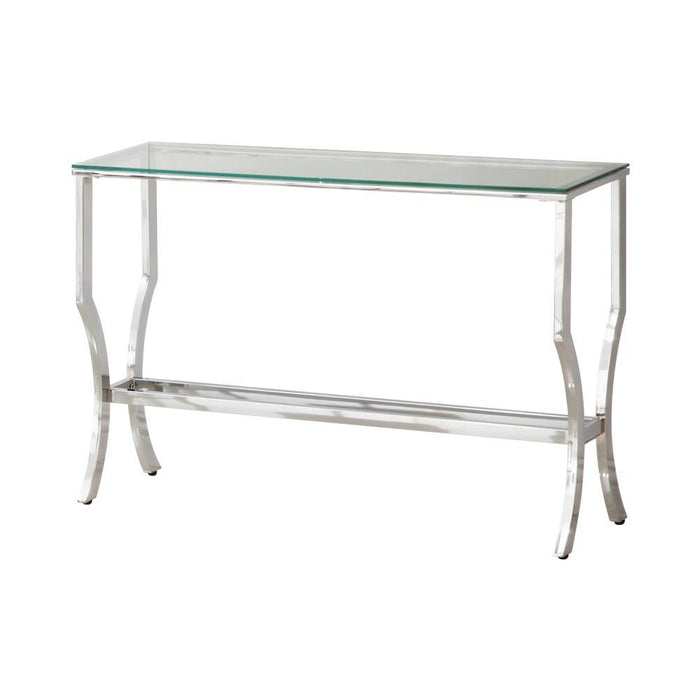 Saide Rectangular Sofa Table with Mirrored Shelf Chrome - U&U Home Budget Furniture (Carteret, NJ)