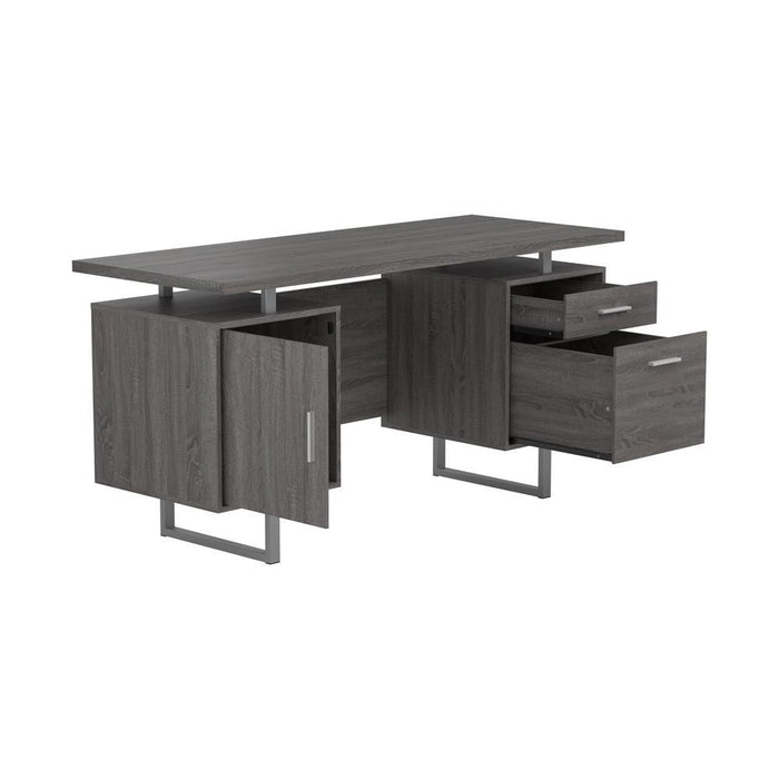 Lawtey Floating Top Office Desk Weathered Grey - U&U Home Budget Furniture (Carteret, NJ)
