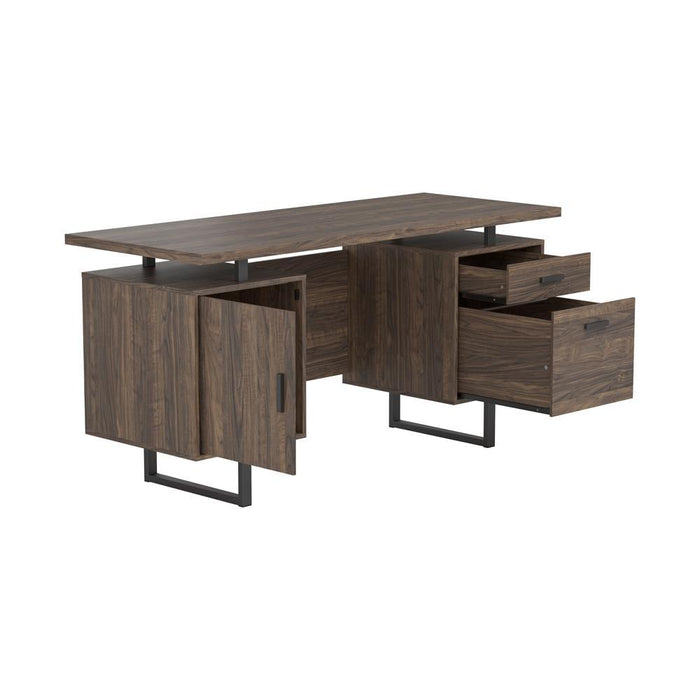Lawtey Floating Top Office Desk Weathered Grey - U&U Home Budget Furniture (Carteret, NJ)