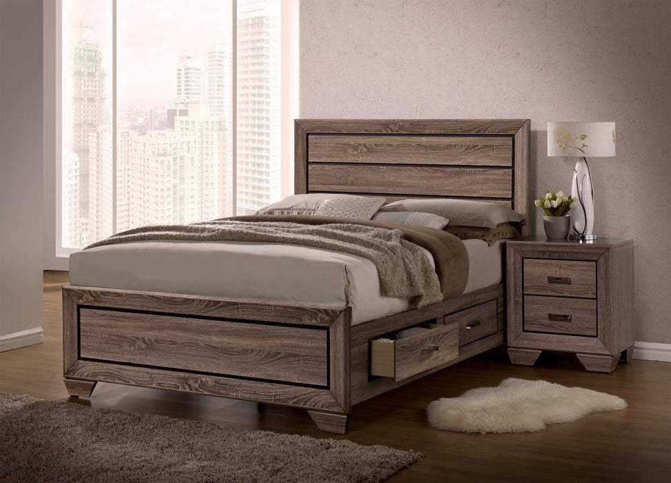 Kauffman California King, E.king, & Queen Panel Bed Washed Taupe - U&U Home Budget Furniture (Carteret, NJ)