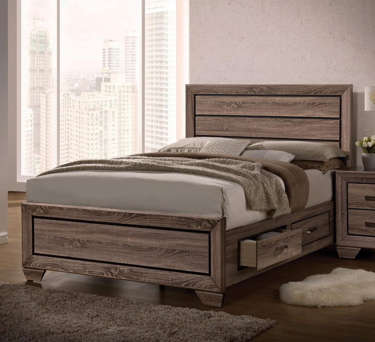 Kauffman California King, E.king, & Queen Panel Bed Washed Taupe - U&U Home Budget Furniture (Carteret, NJ)