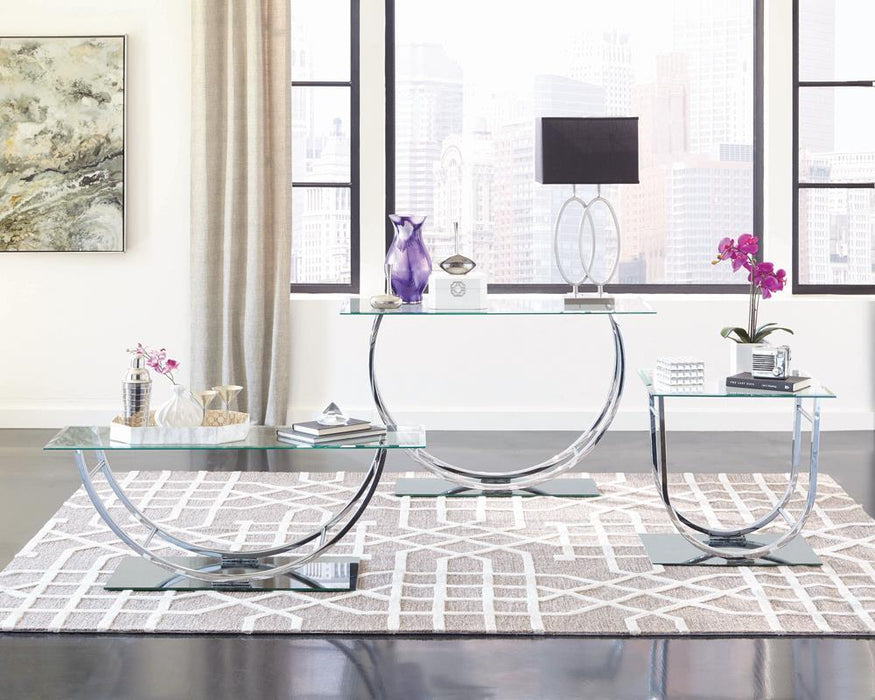 Danville U-shaped Coffee Table Chrome - U&U Home Budget Furniture (Carteret, NJ)