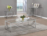 Lille Glass Top Rectangular Coffee Table Accents Chrome - U&U Home Budget Furniture (Carteret, NJ)