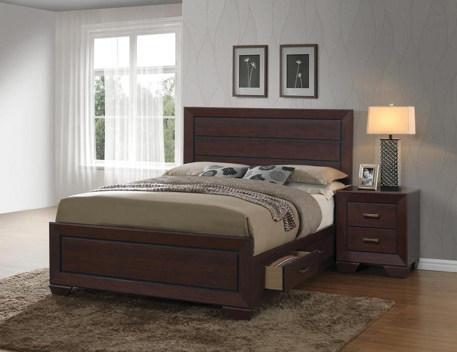 Kauffman California King, Eastren King, & Queen Panel Bed Dark Cocoa - U&U Home Budget Furniture (Carteret, NJ)