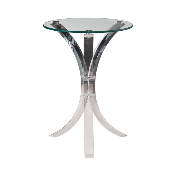 Emmett Round Accent Table Clear - U&U Home Budget Furniture (Carteret, NJ)