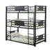 Rogen Twin Triple Bunk Bed Dark Bronze - U&U Home Budget Furniture (Carteret, NJ)