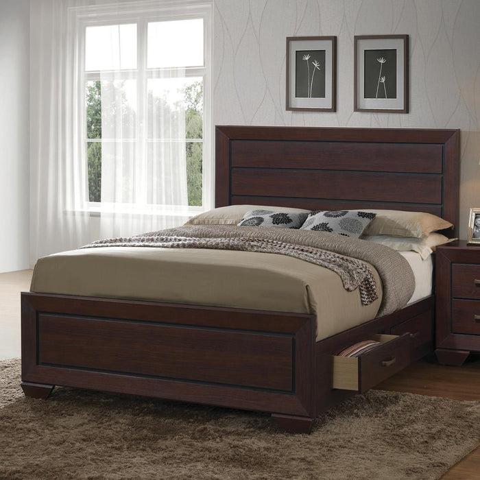 Kauffman California King, Eastren King, & Queen Panel Bed Dark Cocoa - U&U Home Budget Furniture (Carteret, NJ)