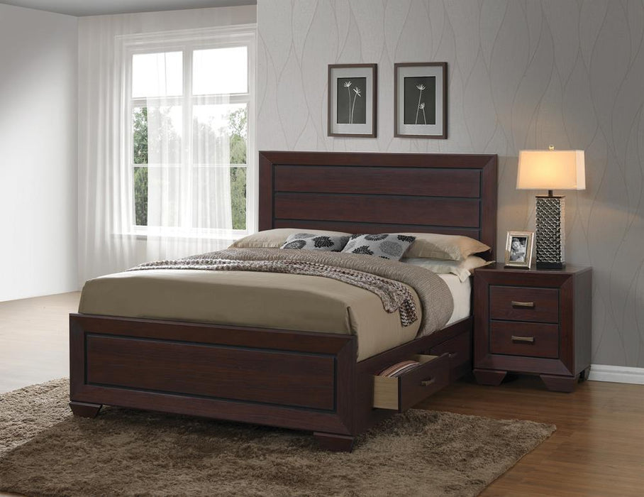 Kauffman California King, Eastren King, & Queen Panel Bed Dark Cocoa - U&U Home Budget Furniture (Carteret, NJ)