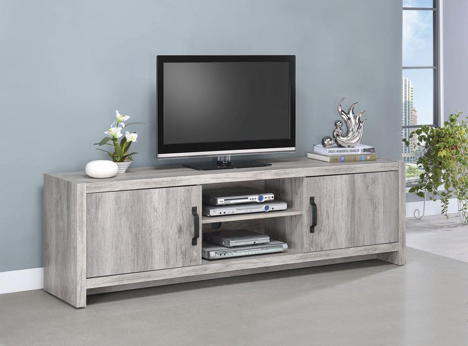 Burke 2-drawer TV Console Grey Driftwood - U&U Home Budget Furniture (Carteret, NJ)