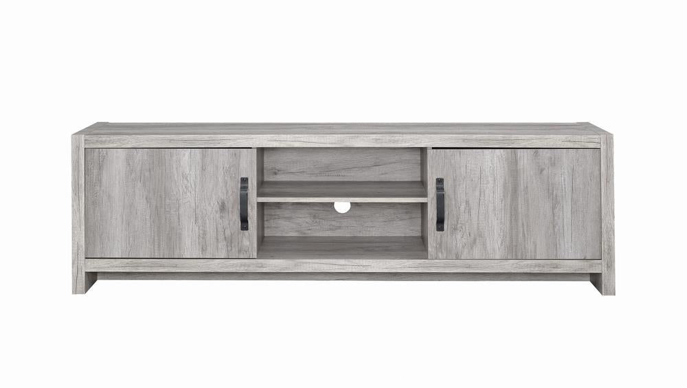 Burke 2-drawer TV Console Grey Driftwood - U&U Home Budget Furniture (Carteret, NJ)