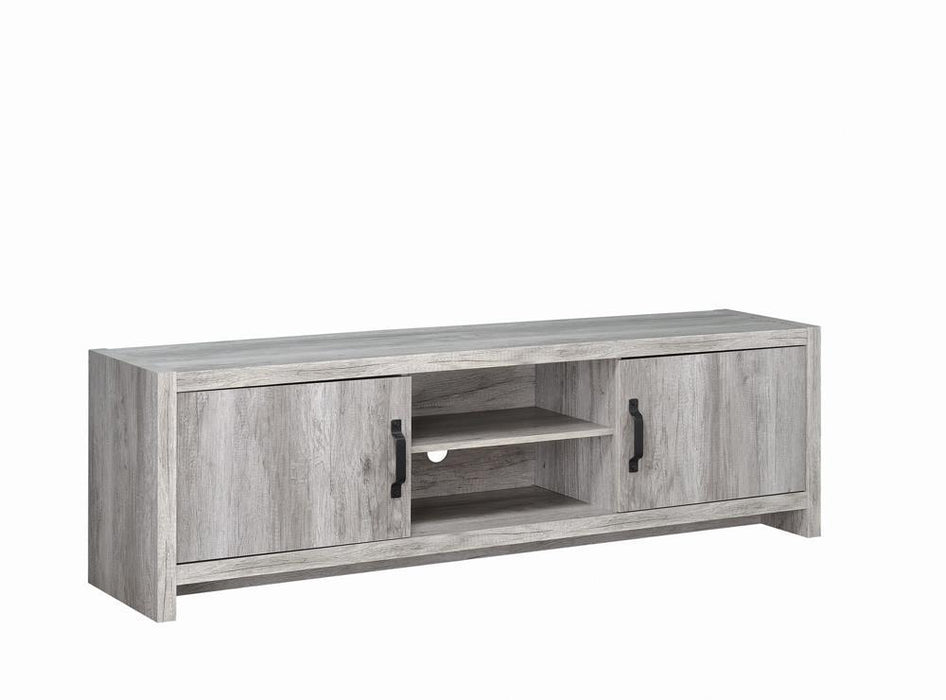 Burke 2-drawer TV Console Grey Driftwood - U&U Home Budget Furniture (Carteret, NJ)
