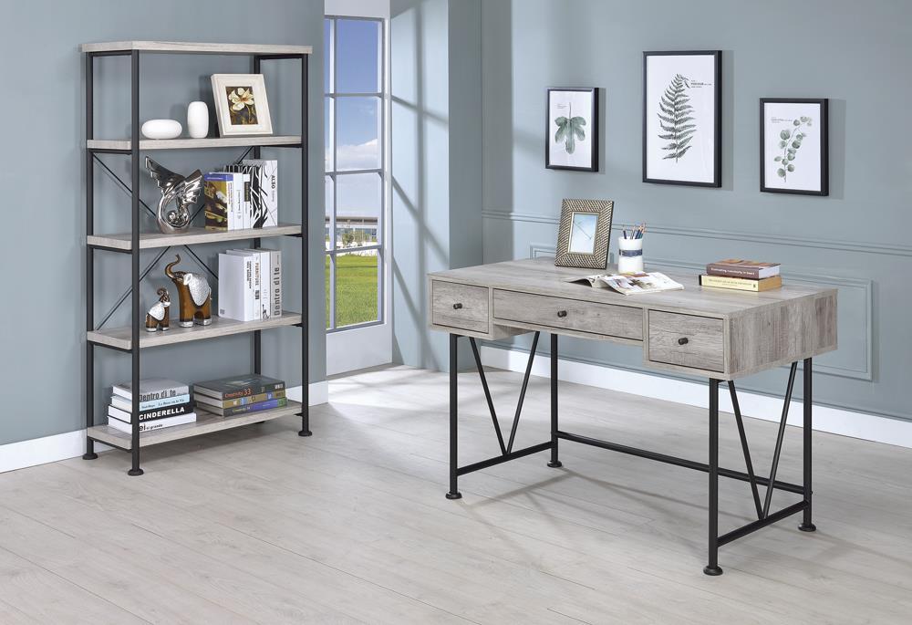 Analiese 4-shelf Open Bookcase Grey Driftwood - U&U Home Budget Furniture (Carteret, NJ)