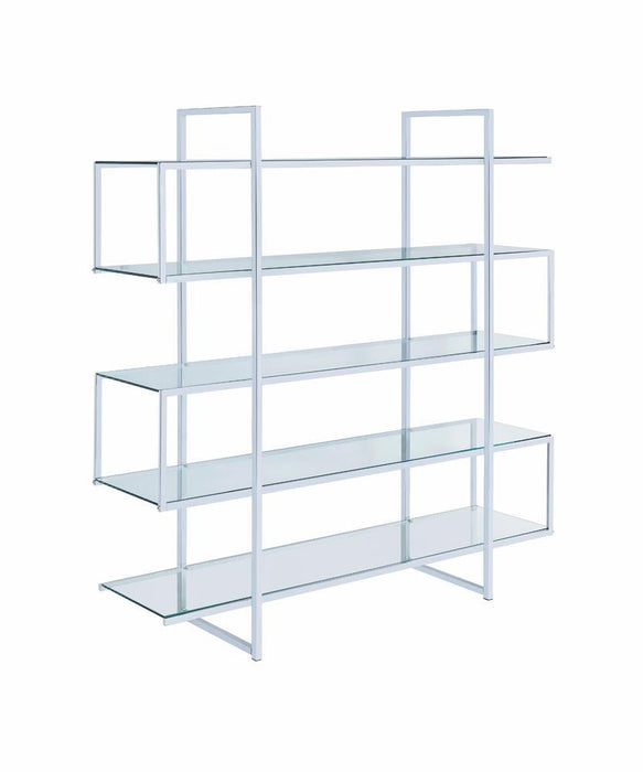Elmer 5-shelf Bookcase Chrome and Clear - U&U Home Budget Furniture (Carteret, NJ)