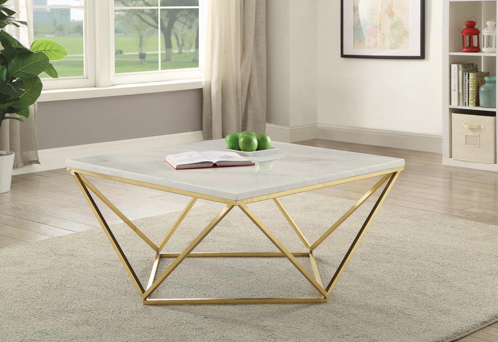 Elana Rectangle 2-shelf Coffee Table Glossy White - U&U Home Budget Furniture (Carteret, NJ)