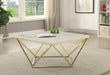 Elana Rectangle 2-shelf Coffee Table Glossy White - U&U Home Budget Furniture (Carteret, NJ)
