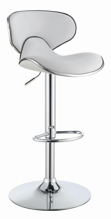 Edenton Upholstered Adjustable Height Bar Stools White and Chrome (Set of 2) - U&U Home Budget Furniture (Carteret, NJ)