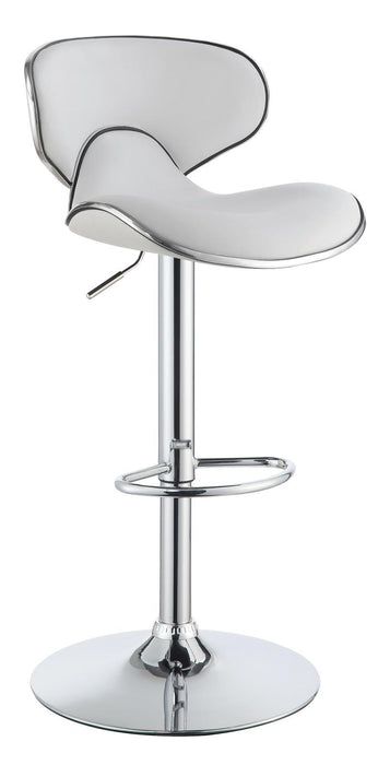 Edenton Upholstered Adjustable Height Bar Stools White and Chrome (Set of 2) - U&U Home Budget Furniture (Carteret, NJ)
