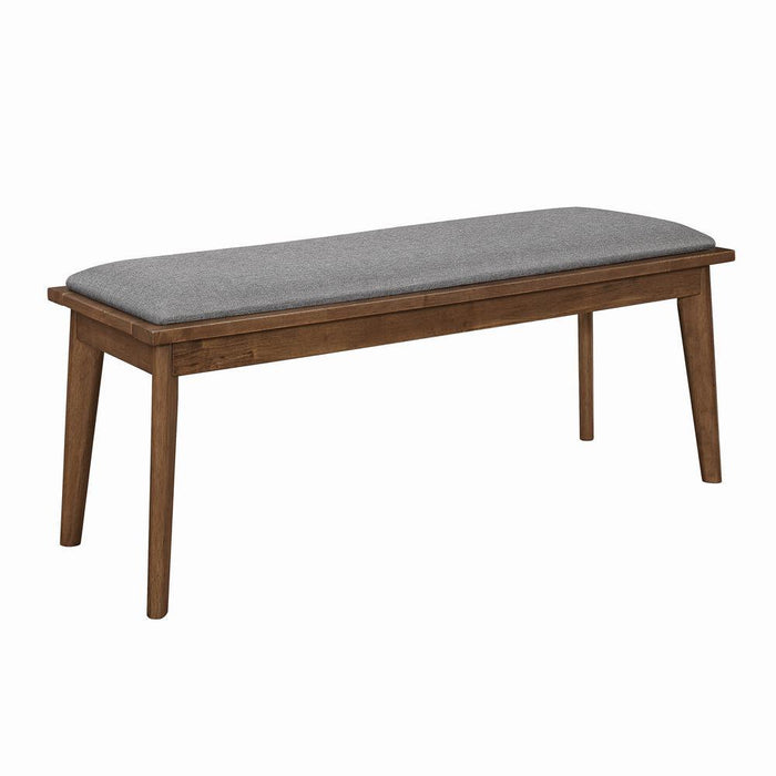 Alfredo Upholstered Dining Bench Grey and Natural Walnut - U&U Home Budget Furniture (Carteret, NJ)
