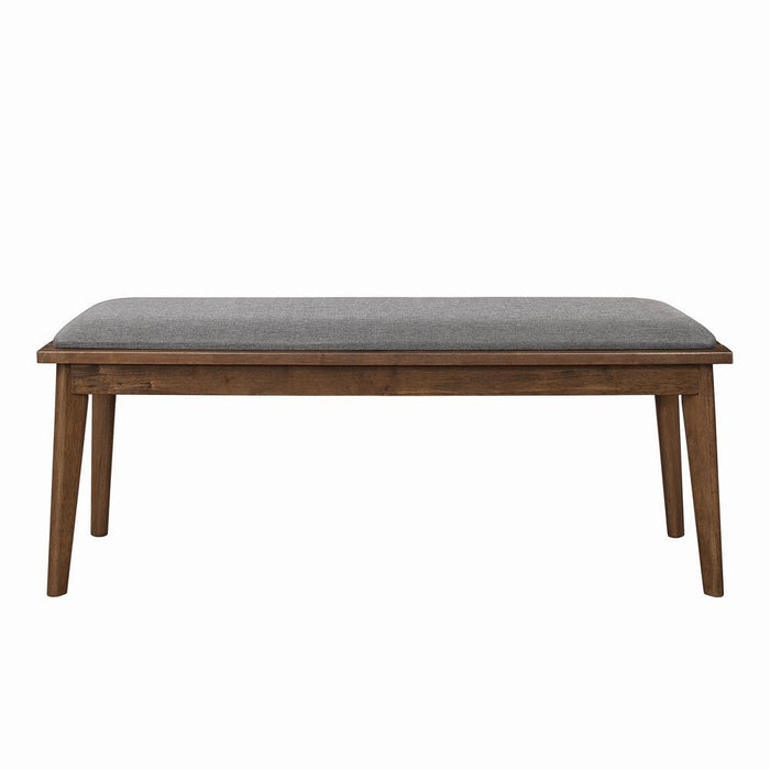 Alfredo Upholstered Dining Bench Grey and Natural Walnut - U&U Home Budget Furniture (Carteret, NJ)
