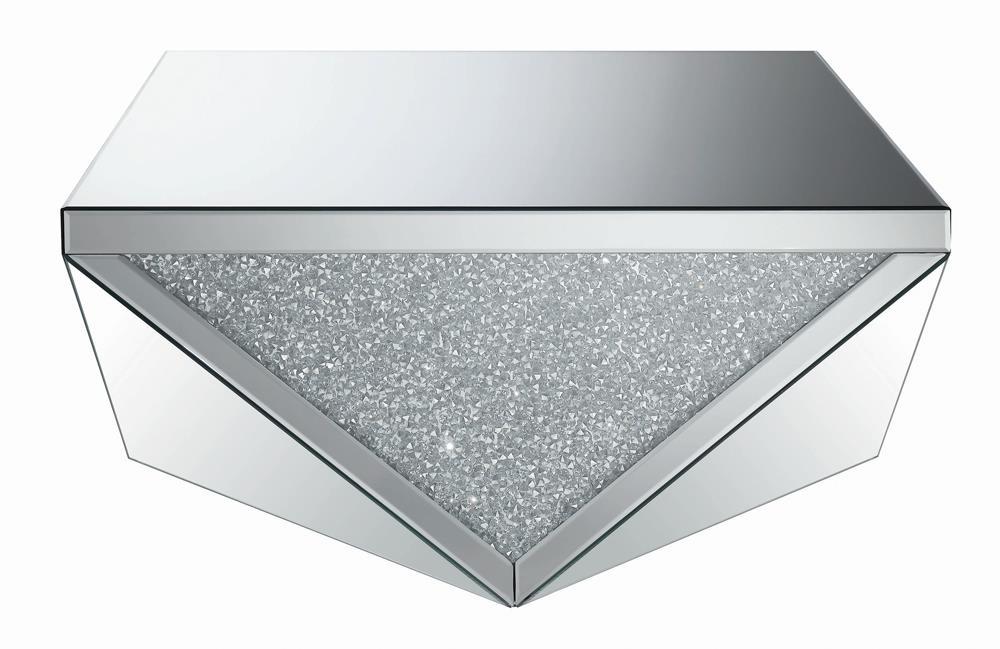 Amore Square Coffee Table with Triangle Detailing Silver and Clear Mirror - U&U Home Budget Furniture (Carteret, NJ)