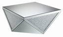 Amore Square Coffee Table with Triangle Detailing Silver and Clear Mirror - U&U Home Budget Furniture (Carteret, NJ)