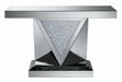 Amore Rectangular Sofa Table with Triangle Detailing Silver and Clear Mirror - U&U Home Budget Furniture (Carteret, NJ)
