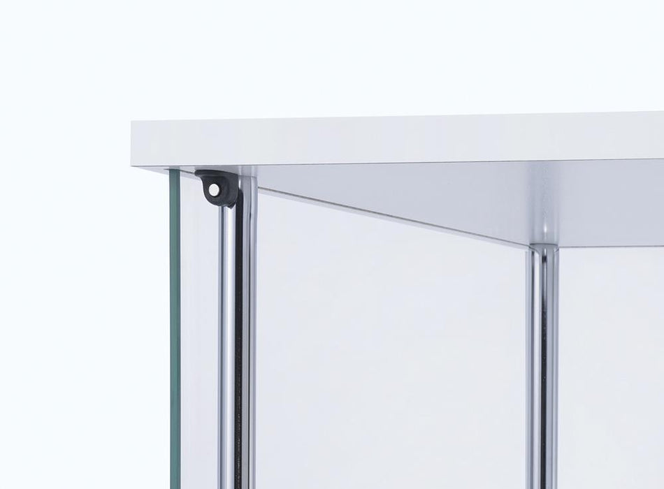 Bellatrix Rectangular 4-shelf Curio Cabinet White and Clear - U&U Home Budget Furniture (Carteret, NJ)