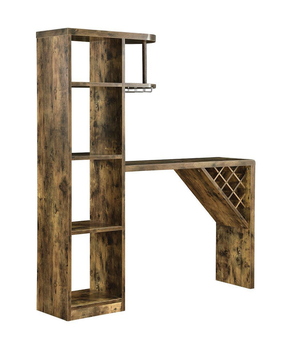 Belvedere 5-shelf Bar Table Storage Antique Nutmeg - U&U Home Budget Furniture (Carteret, NJ)