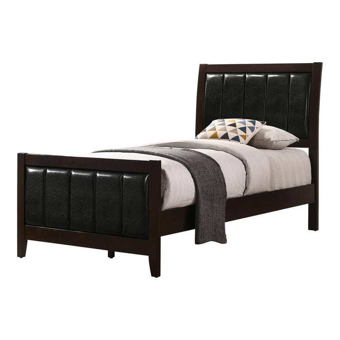 Carlton Full & Twin Upholstered Panel Bed Cappuccino and Black - U&U Home Budget Furniture (Carteret, NJ)