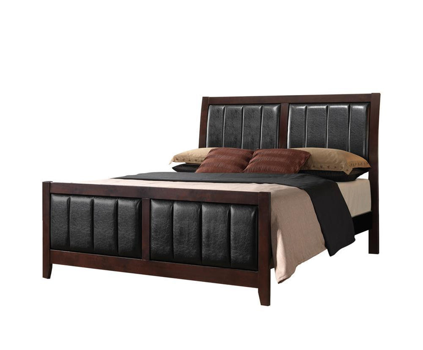 Carlton Full & Twin Upholstered Panel Bed Cappuccino and Black - U&U Home Budget Furniture (Carteret, NJ)