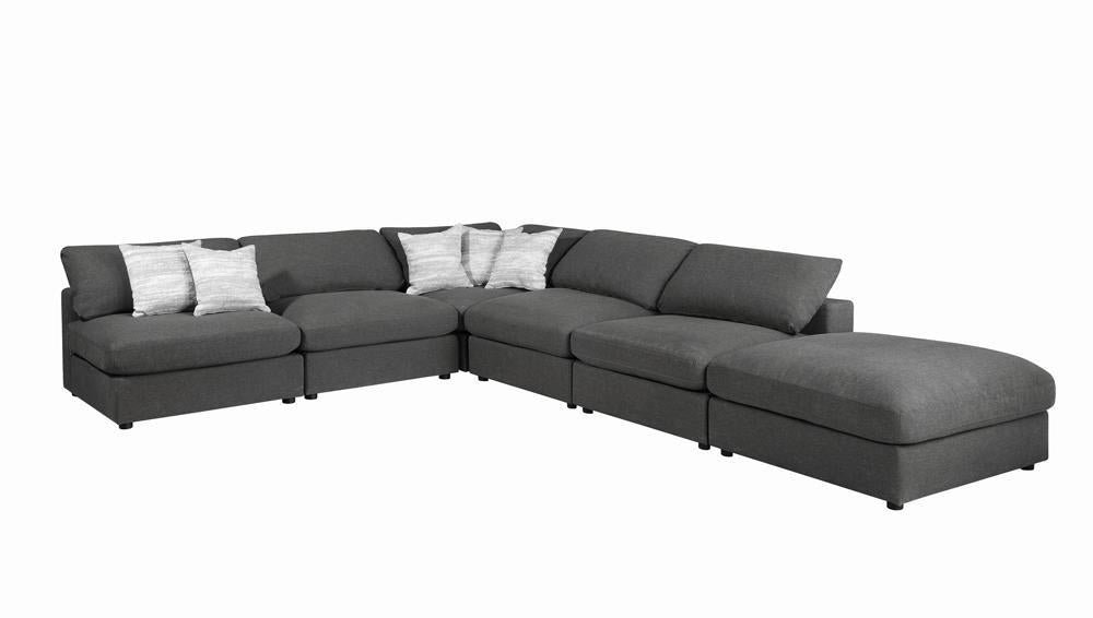 Serene Upholstered Rectangular Ottoman Charcoal - U&U Home Budget Furniture (Carteret, NJ)