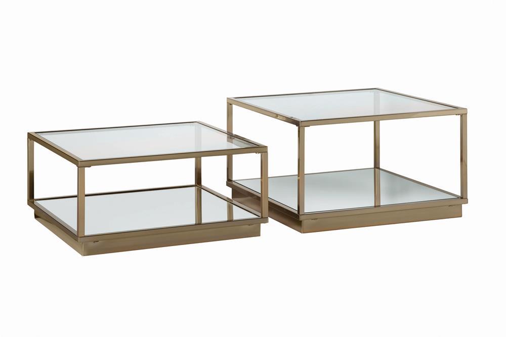 Renee 2-piece Square Occasional Set Rose Brass - U&U Home Budget Furniture (Carteret, NJ)