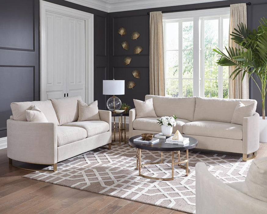 Corliss Upholstered Arched Arms Sofa Beige - U&U Home Budget Furniture (Carteret, NJ)