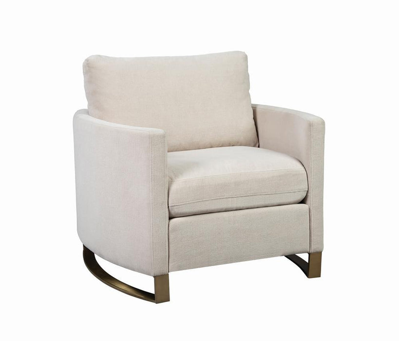 Corliss Upholstered Arched Arms Chair Beige - U&U Home Budget Furniture (Carteret, NJ)