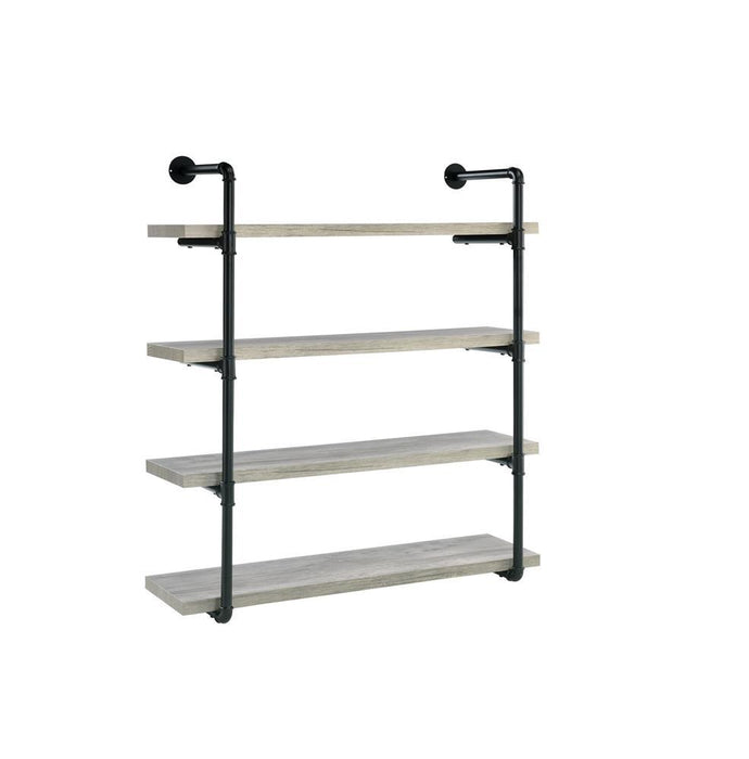 Elmcrest 40-inch Wall Shelf Black and Grey Driftwood - U&U Home Budget Furniture (Carteret, NJ)