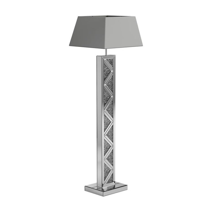 Carmen Geometric Base Floor Lamp Silver - U&U Home Budget Furniture (Carteret, NJ)
