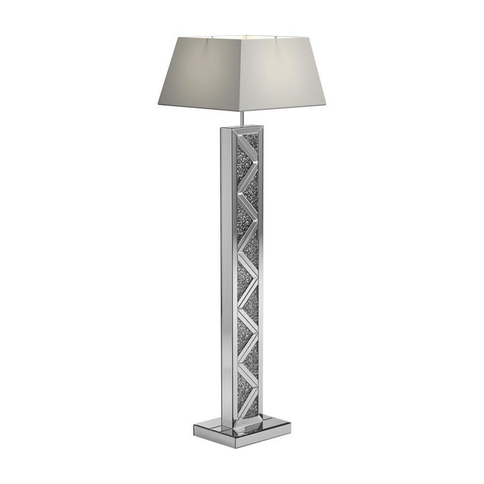 Carmen Geometric Base Floor Lamp Silver - U&U Home Budget Furniture (Carteret, NJ)